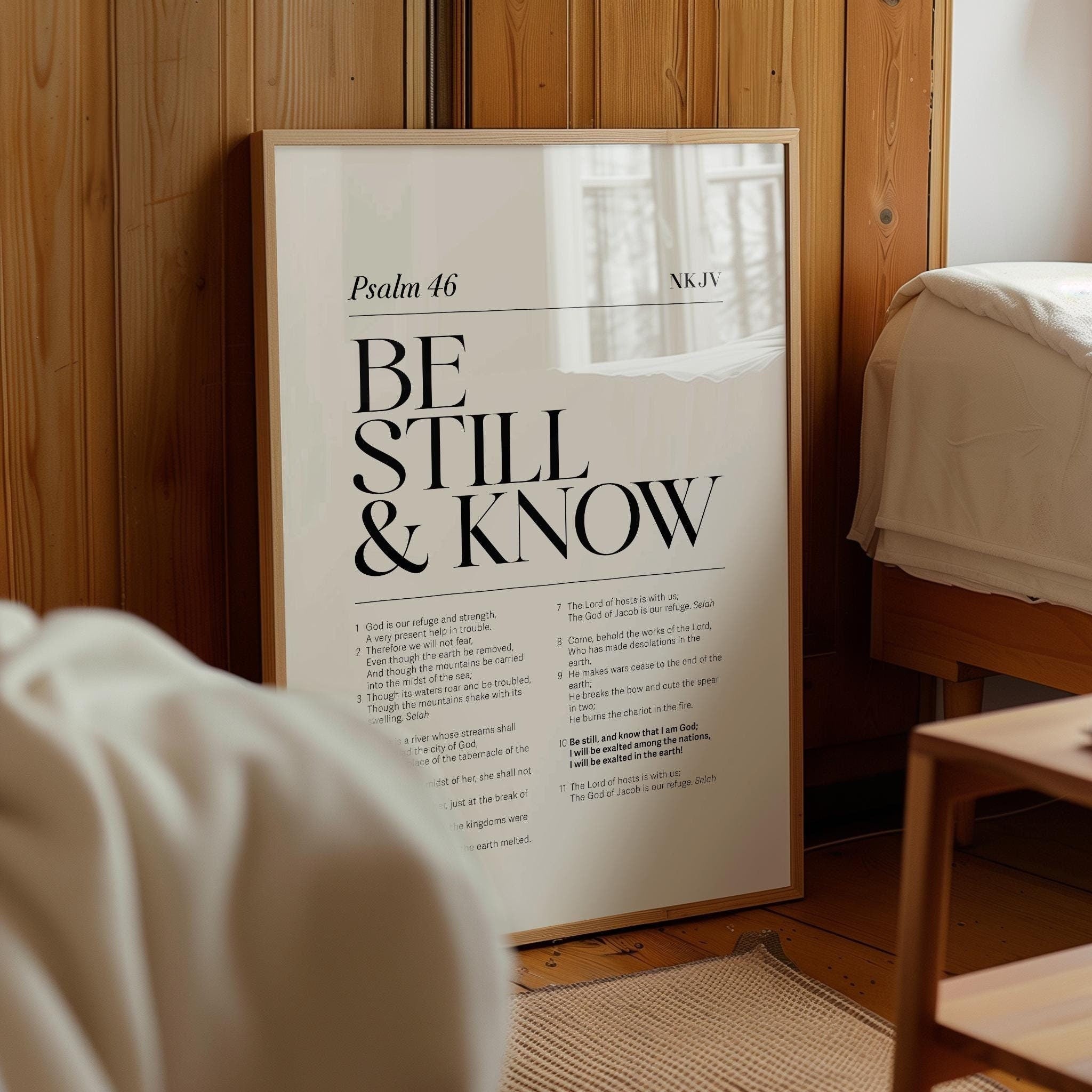 Psalm 46 Be still and know Poster, Bible Chapter Poster, Bible Art Poster, Modern minimalist Christian Poster